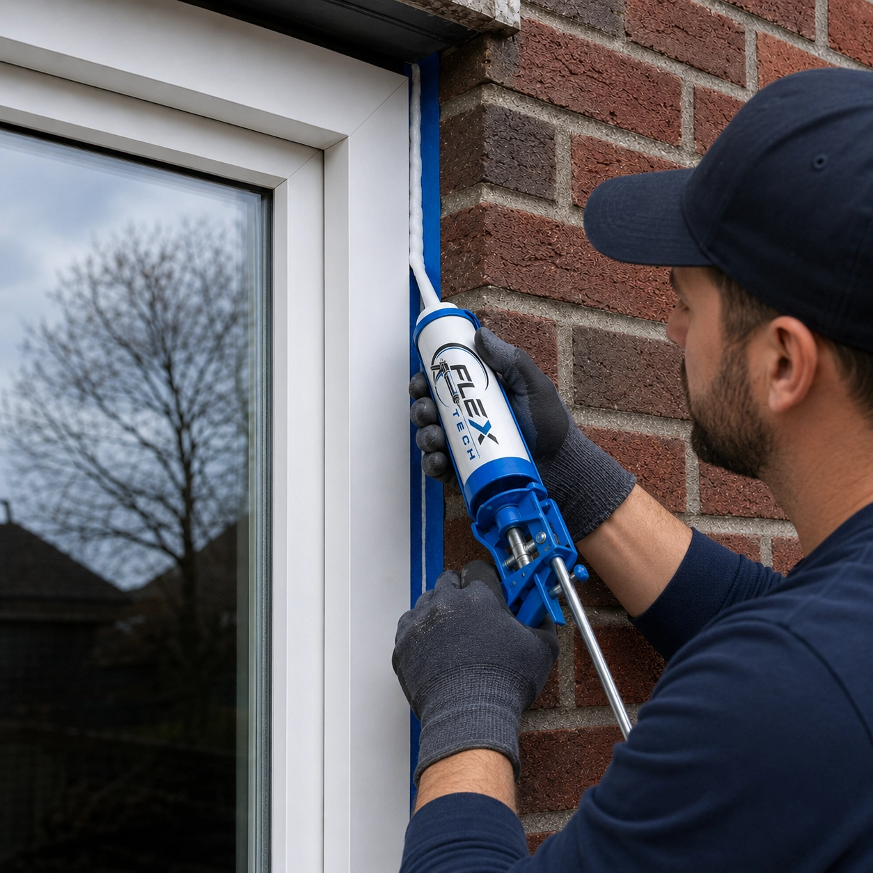 Fachgerechte Abdichtung einer Fensterfuge mit hochwertigem Silikon durch Fugentechnik Mönchengladbach